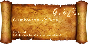 Gyurkovits Ákos névjegykártya